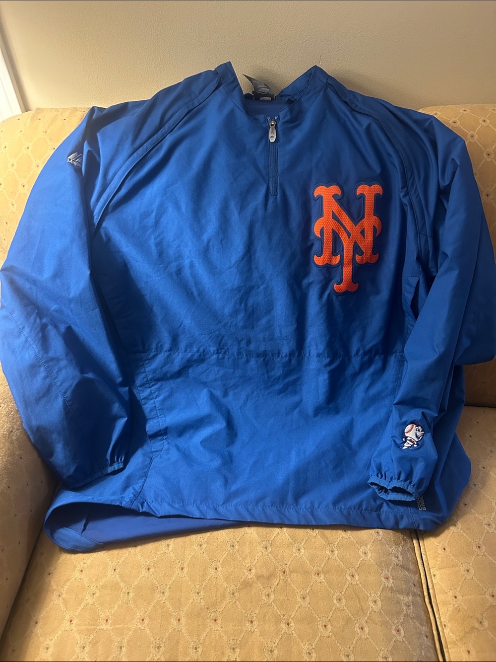 Majestic Royal Blue Windbreaker with Bright Orange Logo